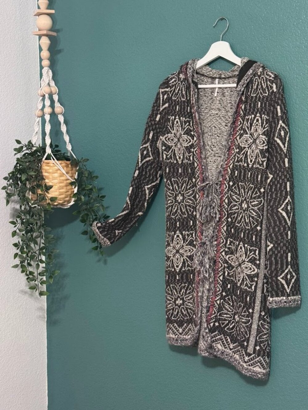 Free People Kai Tassel Pom Pom Hooded Cardigan - Size SP